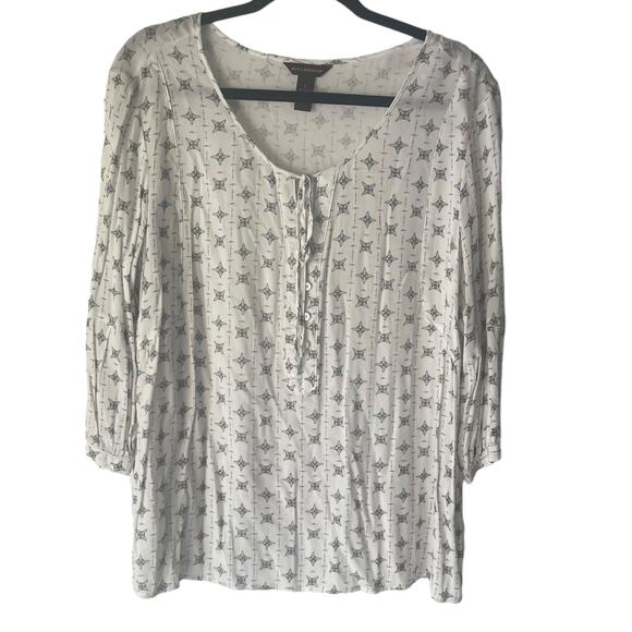 Bit & Bridle Women's Size Large Western White Lone Star Semi Sheer‎ Blouse - Picture 1 of 9